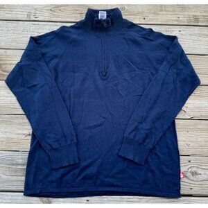 The North Face‎ Mock Neck 1/4 zip Cotton Wool Pullover Navy Blue Sweater Mens L